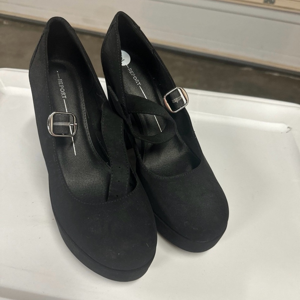 Report Black Suede Mary Jane Heels